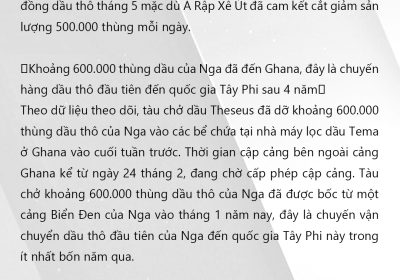 Việc Ả Rập Xê Út tiếp tục cung cấp dầu thô cho